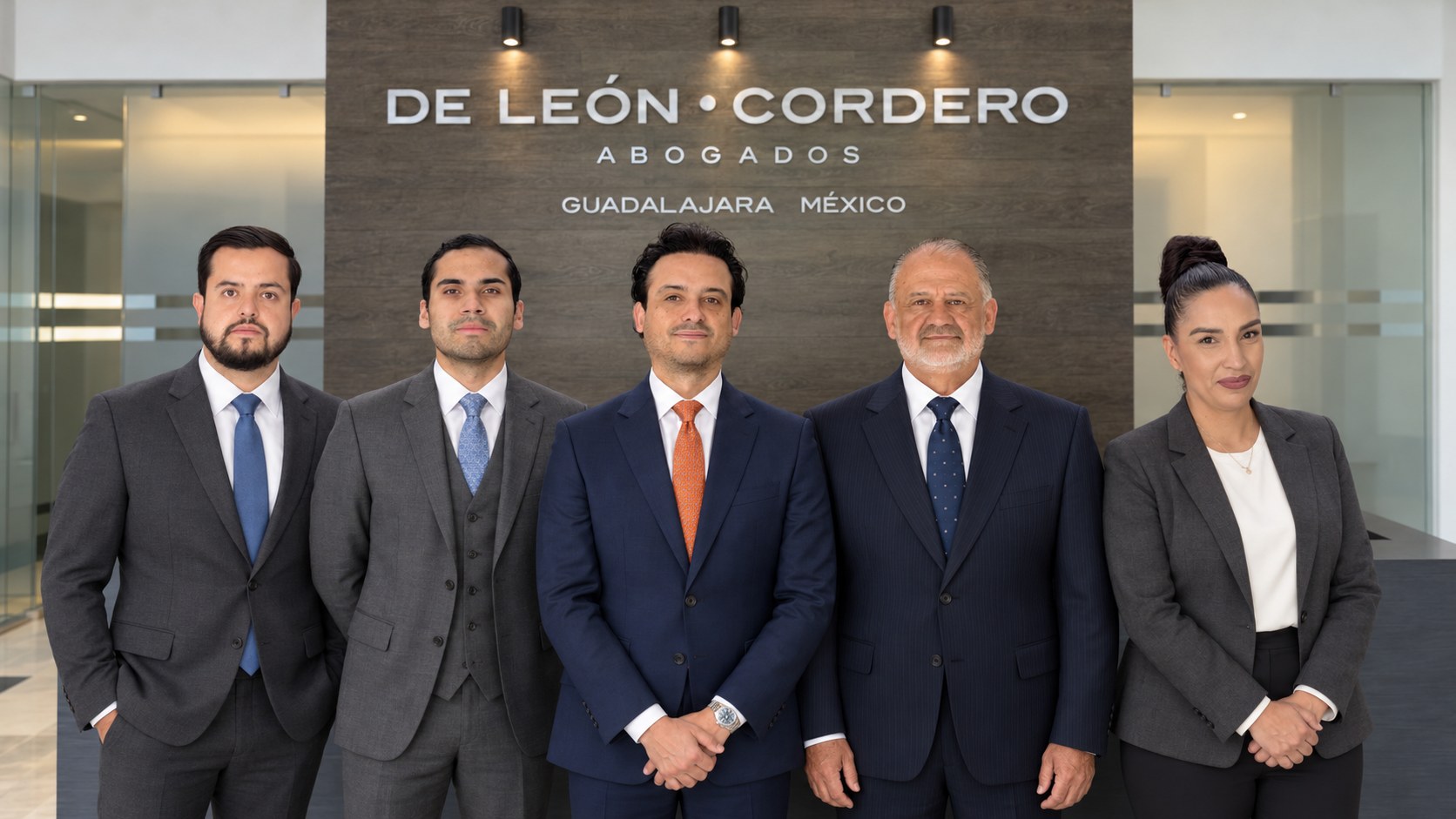 Equipo de De León Cordero Abogados en la recepción del despacho